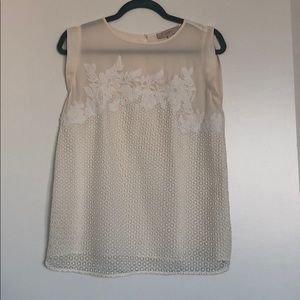 Sleeveless mixed media top